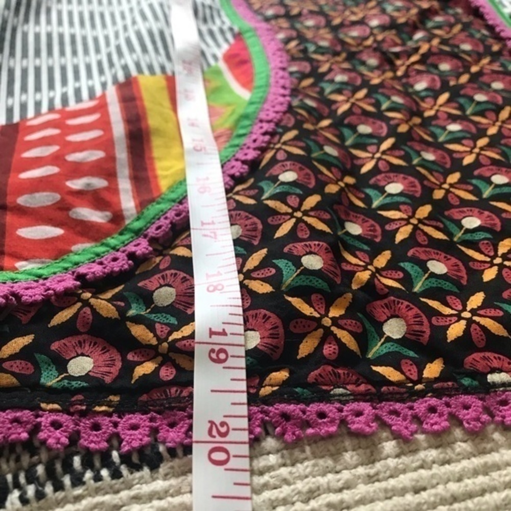 Anora Colorful Unique Boho Leaf Appliqué Vest Large - Picture 10 of 13